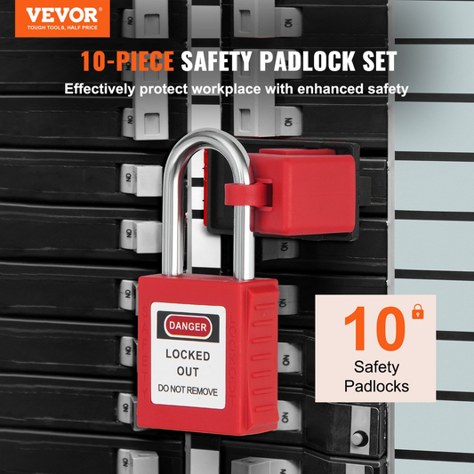 VEVOR Lockout Tagout Locks Set, 10 PCS Red Safety Lockout Padlocks, with 2 Keys Per Lock, OSHA Compliant Lockout Locks, Lock Out Tag Out Safety Padlocks for Electrical Lockout Tag Out Kits, Goodies N Stuff