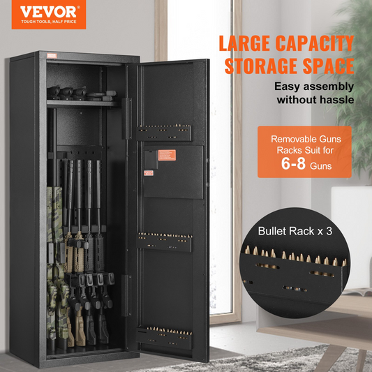 VEVOR 6-8 Rifles Gun Safe, Rifle Safe with Lock & Digital Keypad, Quick Access Tall Gun Storage Cabinet with Removable Shelf, Rifle Cabinet for Home Rifle and Shotguns, Goodies N Stuff
