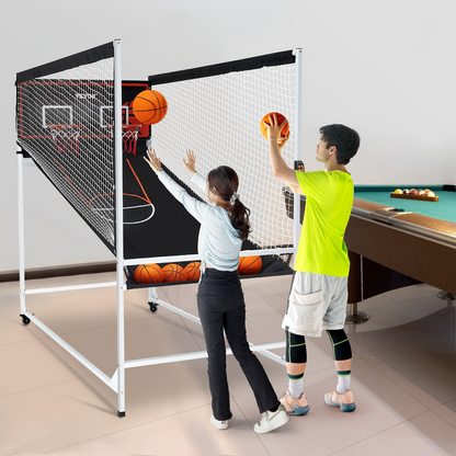 VEVOR Arcade Cage Basketball Game, 2 Player Indoor Basketball Game, Home Dual Shot Sport with 5 Balls, 8 Game Modes, Electronic Scoreboard, and Inflation Pump, for Kids, Adults (Black & White), Goodies N Stuff