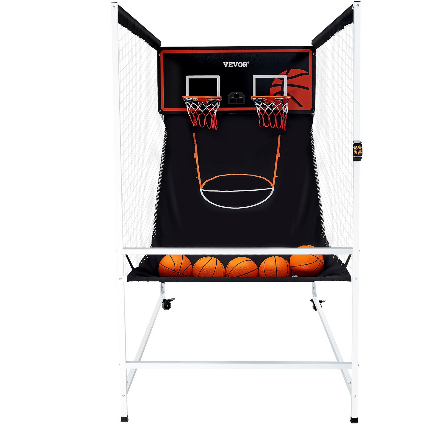 VEVOR Arcade Cage Basketball Game, 2 Player Indoor Basketball Game, Home Dual Shot Sport with 5 Balls, 8 Game Modes, Electronic Scoreboard, and Inflation Pump, for Kids, Adults (Black & White), Goodies N Stuff