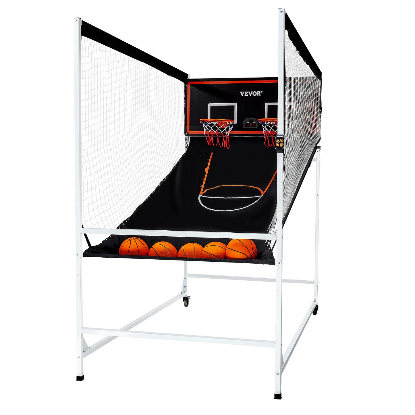 VEVOR Arcade Cage Basketball Game, 2 Player Indoor Basketball Game, Home Dual Shot Sport with 5 Balls, 8 Game Modes, Electronic Scoreboard, and Inflation Pump, for Kids, Adults (Black & White), Goodies N Stuff