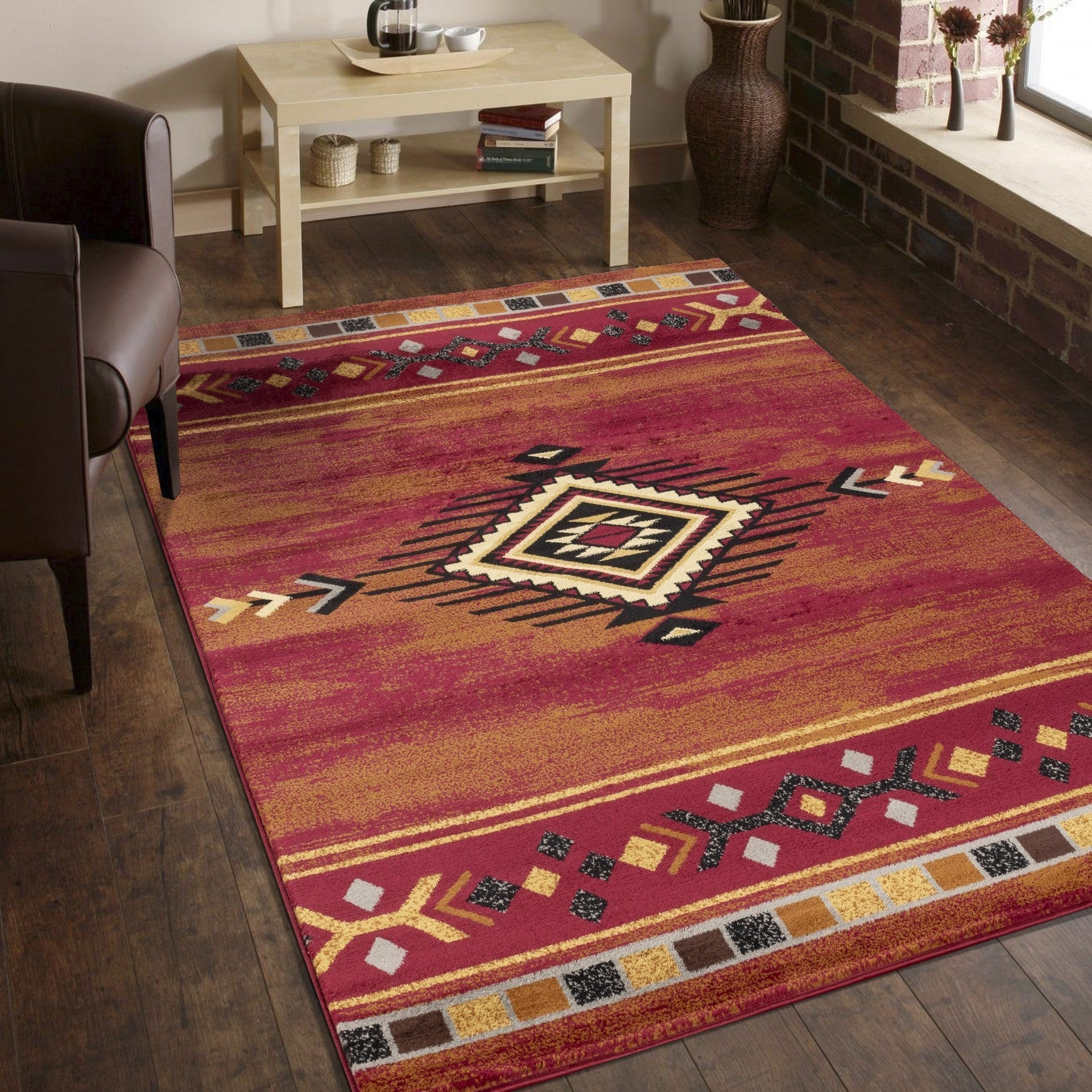 Tribes GC_YLS4002 Red 5 ft. 3 in. x 7 ft. 3 in. Southwest Area Rug, Goodies N Stuff