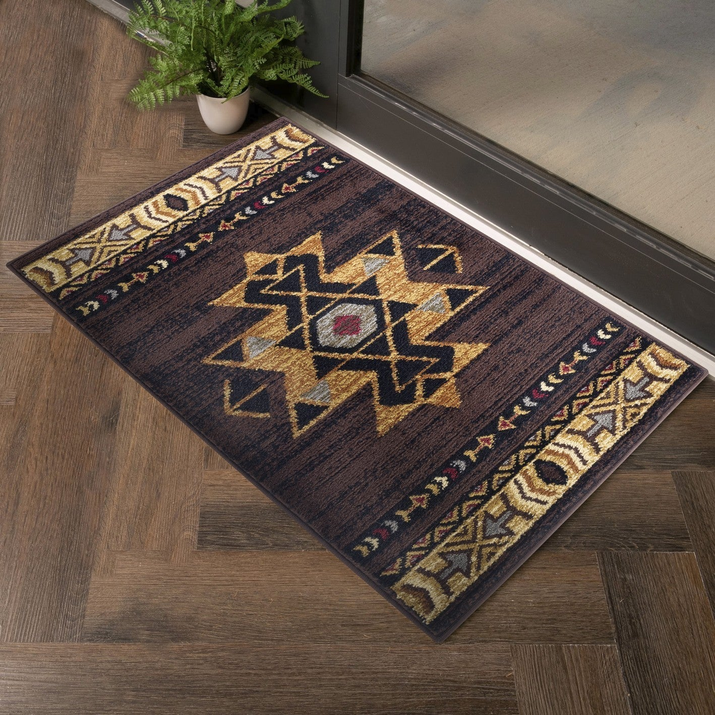 Tribes GC_YLS4005 Brown Southwest Area Rug - 5 ft. 3 in. x 7 ft. 3 in. | Cozy and Durable, Goodies N Stuff