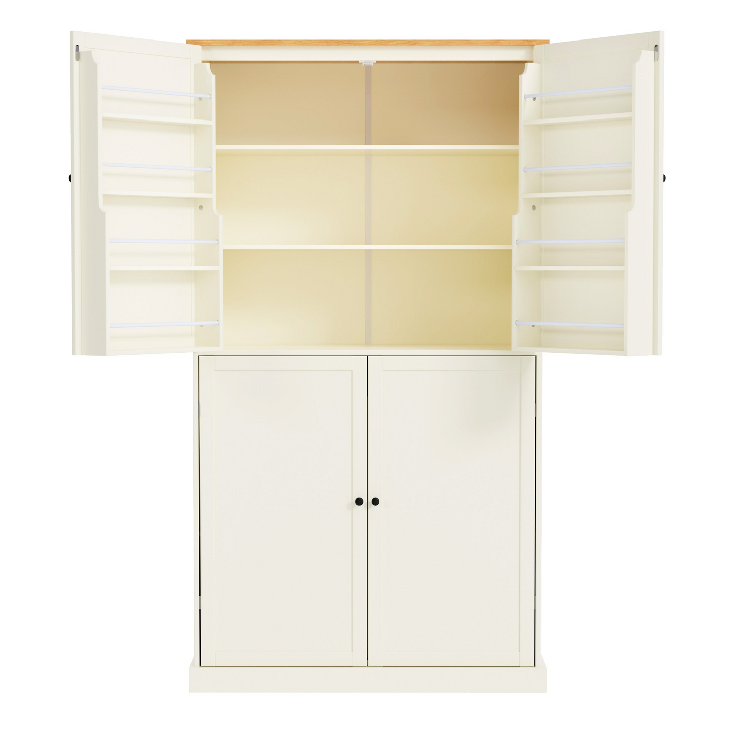 40.2x20x71.3inch High Freestanding Kitchen Pantry Large Cupboard Storage Cabinet with 2 Drawers, 2 Adjustable Shelves, 8 Door Shelves for Kitchen, Dining Room,Cream, Goodies N Stuff