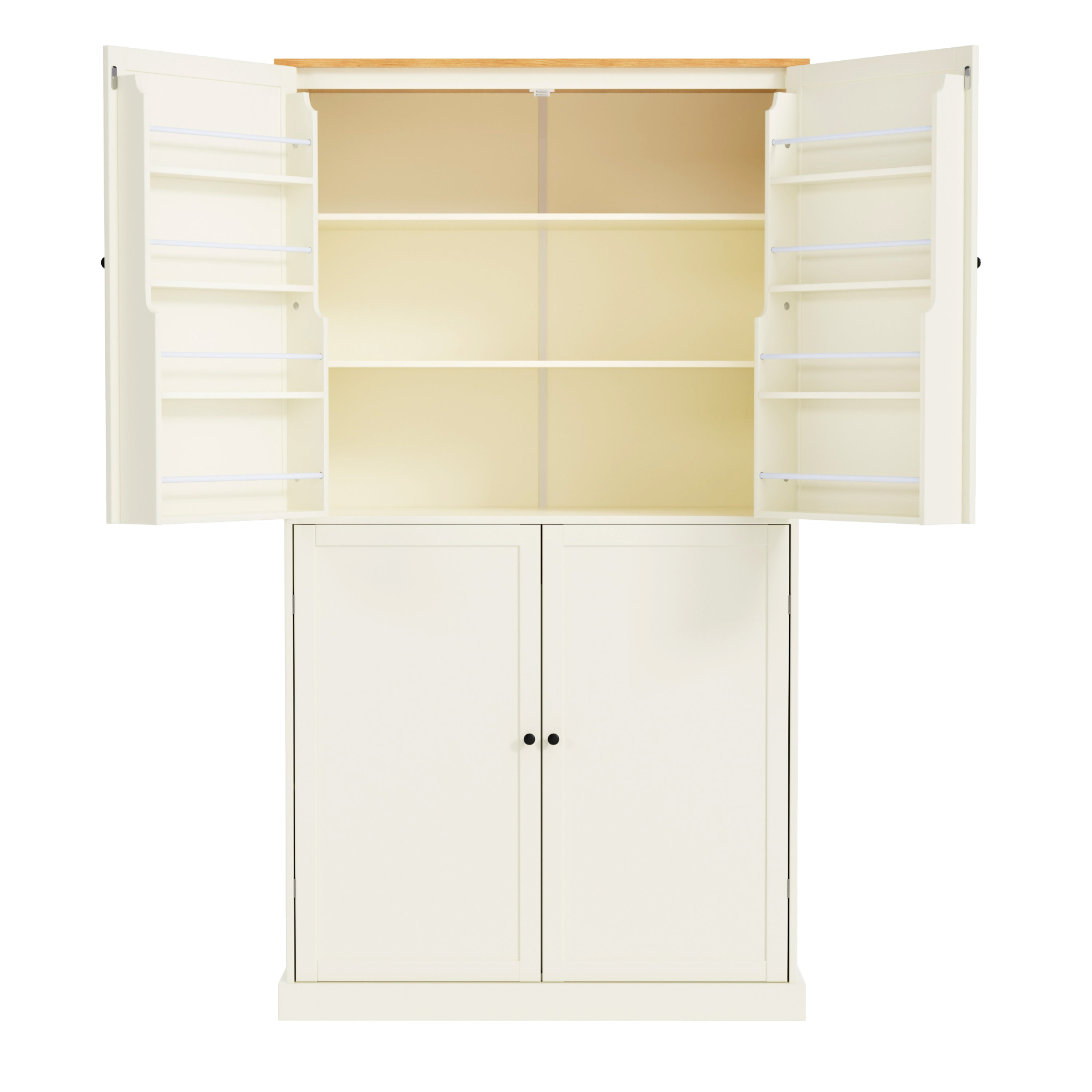 40.2x20x71.3inch High Freestanding Kitchen Pantry Large Cupboard Storage Cabinet with 2 Drawers, 2 Adjustable Shelves, 8 Door Shelves for Kitchen, Dining Room,Cream, Goodies N Stuff
