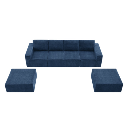 110*72" Modular U Shaped Sectional Sofa,Luxury Chenille Floor Couch Set,Upholstered Indoor Furniture,Foam-Filled Sleeper Sofa Bed for Living Room,Bedroom,Free Combination,3 Colors