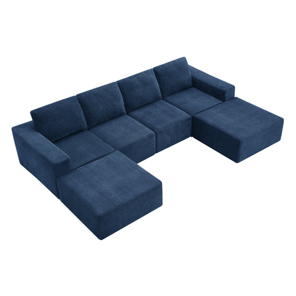 110*72" Modular U Shaped Sectional Sofa,Luxury Chenille Floor Couch Set,Upholstered Indoor Furniture,Foam-Filled Sleeper Sofa Bed for Living Room,Bedroom,Free Combination,3 Colors