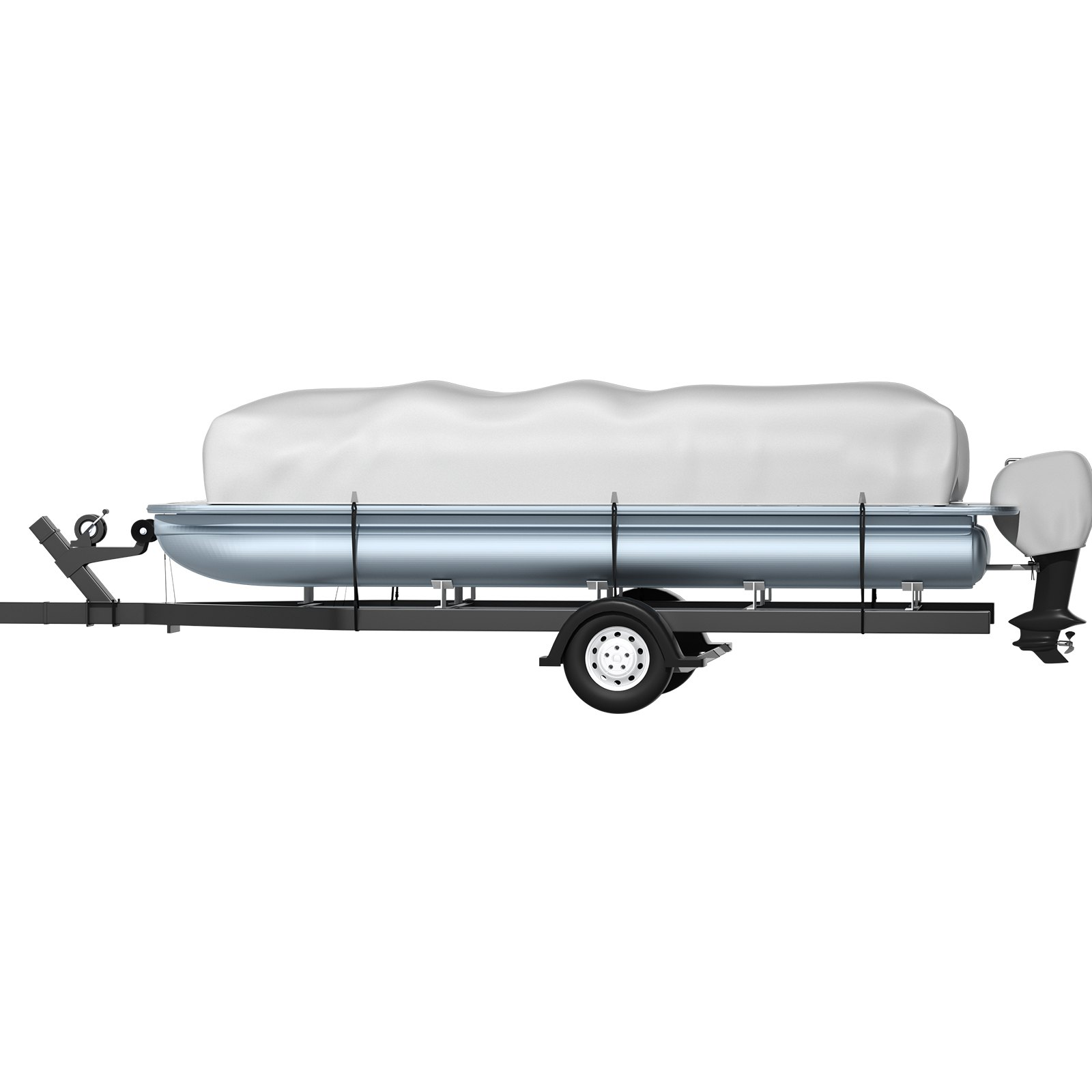 VEVOR Pontoon Boat Cover, Fit for 25'-28' Boat, Heavy Duty 600D Marine Grade Oxford Fabric, UV Resistant Waterproof Trailerable Boat Cover w/ 2 Support Poles and 7 Wind-Proof Straps, Gray, Goodies N Stuff