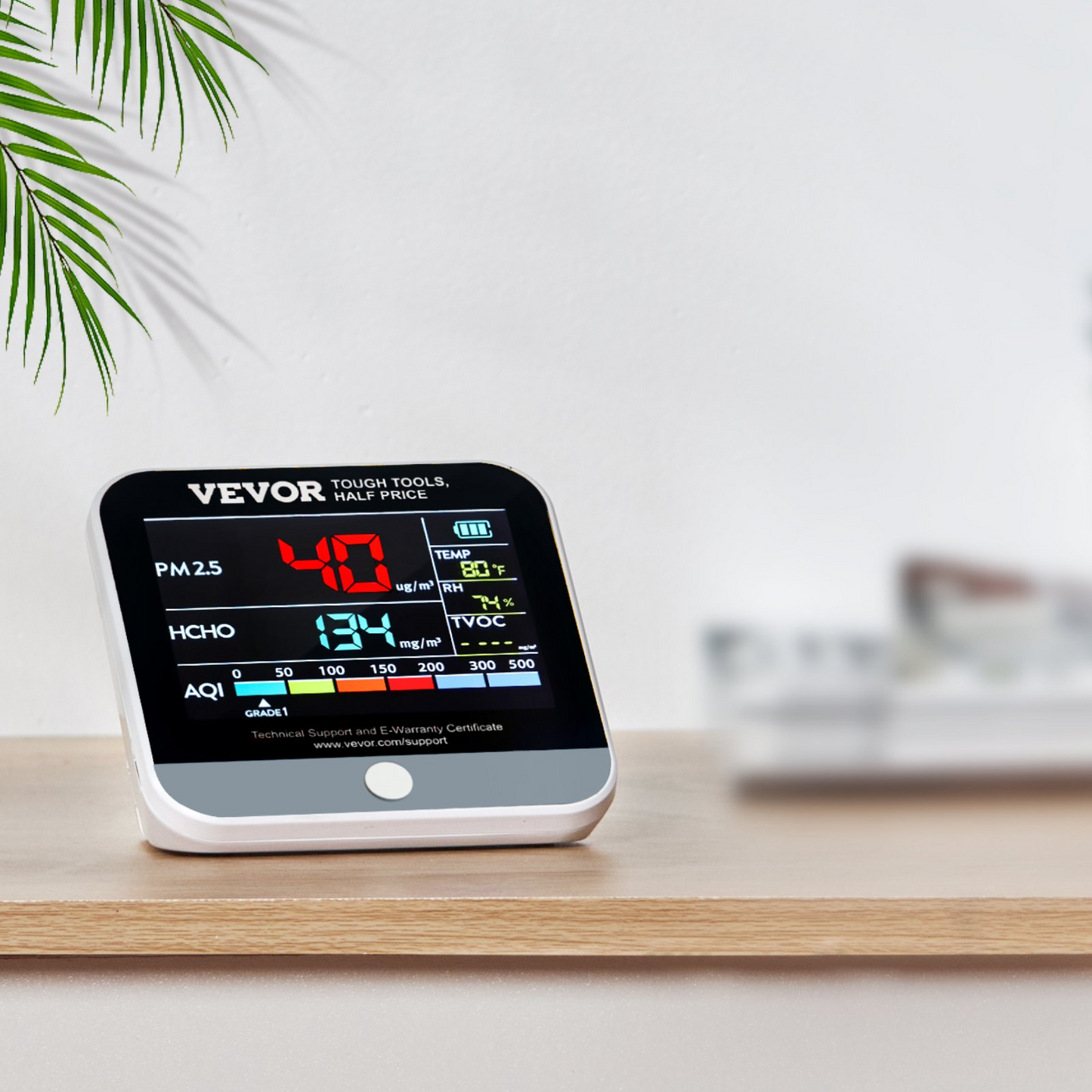 VEVOR Mini Air Quality Monitor 8-IN-1, Professional PM2.5 PM10 PM1.0 Particle Counter, Formaldehyde, Temperature, Humidity, TVOC AQI Tester for Indoor/Outdoor, Air Quality Meter  w/Alarm Thresholds, Goodies N Stuff