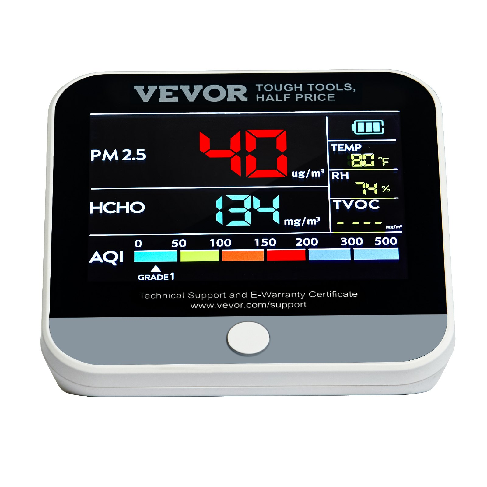 VEVOR Mini Air Quality Monitor 8-IN-1, Professional PM2.5 PM10 PM1.0 Particle Counter, Formaldehyde, Temperature, Humidity, TVOC AQI Tester for Indoor/Outdoor, Air Quality Meter  w/Alarm Thresholds, Goodies N Stuff