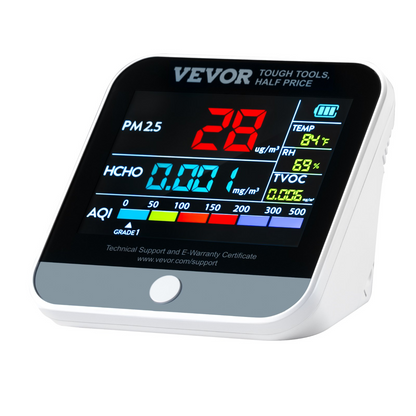 VEVOR Mini Air Quality Monitor 8-IN-1, Professional PM2.5 PM10 PM1.0 Particle Counter, Formaldehyde, Temperature, Humidity, TVOC AQI Tester for Indoor/Outdoor, Air Quality Meter  w/Alarm Thresholds, Goodies N Stuff