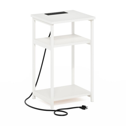 3-Tier USB and Type-C Charging Port Open Storage Side Table with Metal Frame, Goodies N Stuff