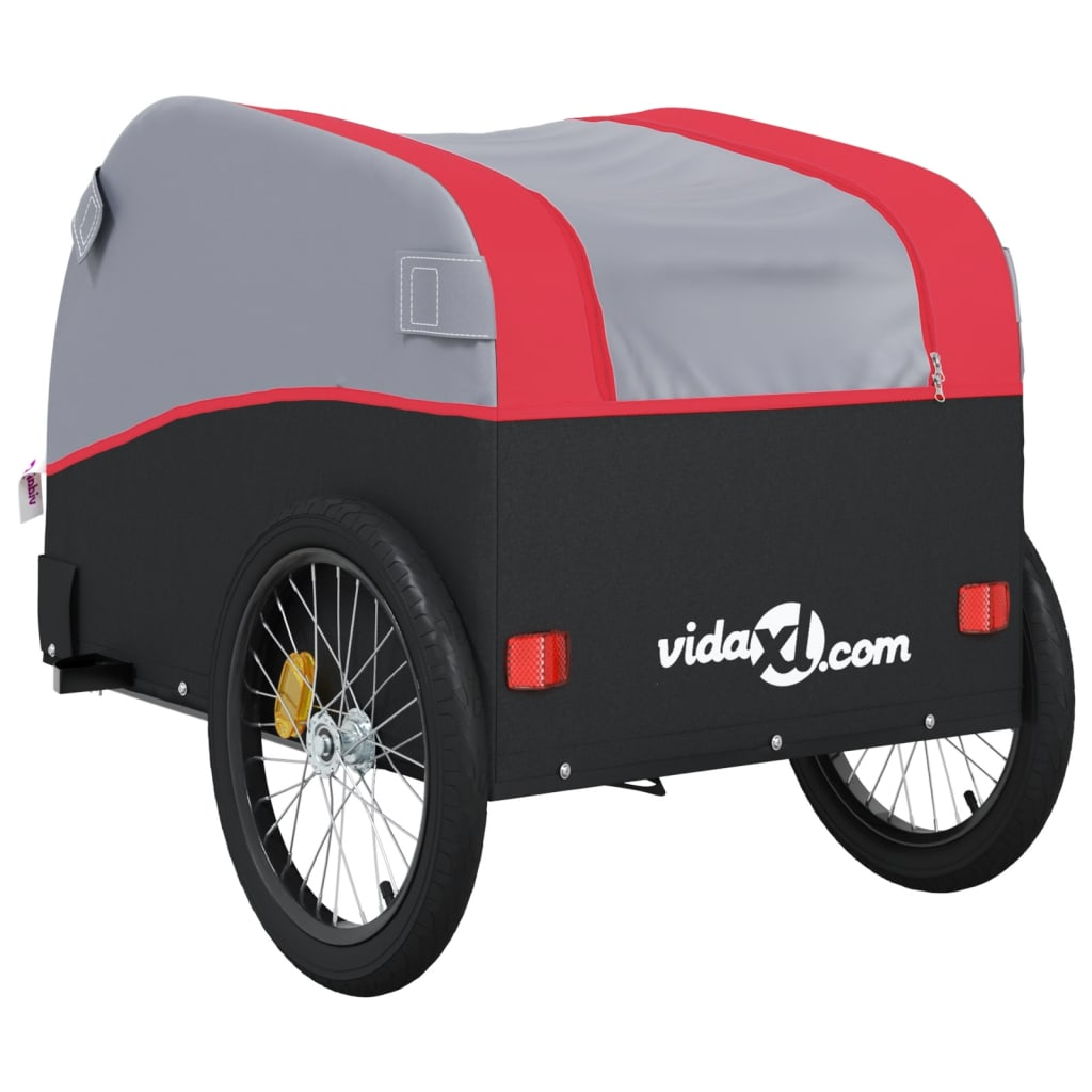 vidaXL Bike Trailer Black and Red - Heavy Duty Iron Construction, 66.1 lb Load Capacity, Goodies N Stuff