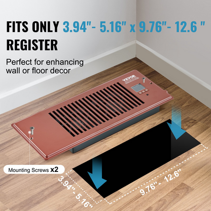 VEVOR Register Booster Fan, Quiet Vent Booster Fan Fits 4” x 12” Register Holes, with Remote Control and Thermostat Control, Adjustable Speed for Heating Cooling Smart Vent, Brown, Goodies N Stuff