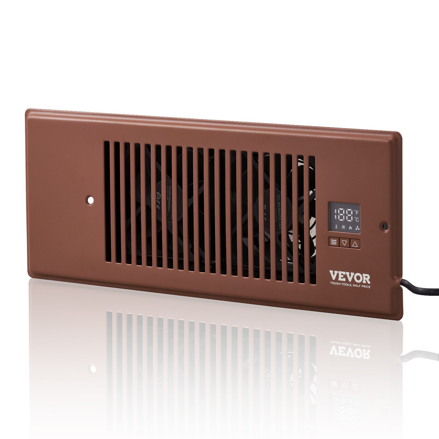 VEVOR Register Booster Fan, Quiet Vent Booster Fan Fits 4” x 12” Register Holes, with Remote Control and Thermostat Control, Adjustable Speed for Heating Cooling Smart Vent, Brown, Goodies N Stuff