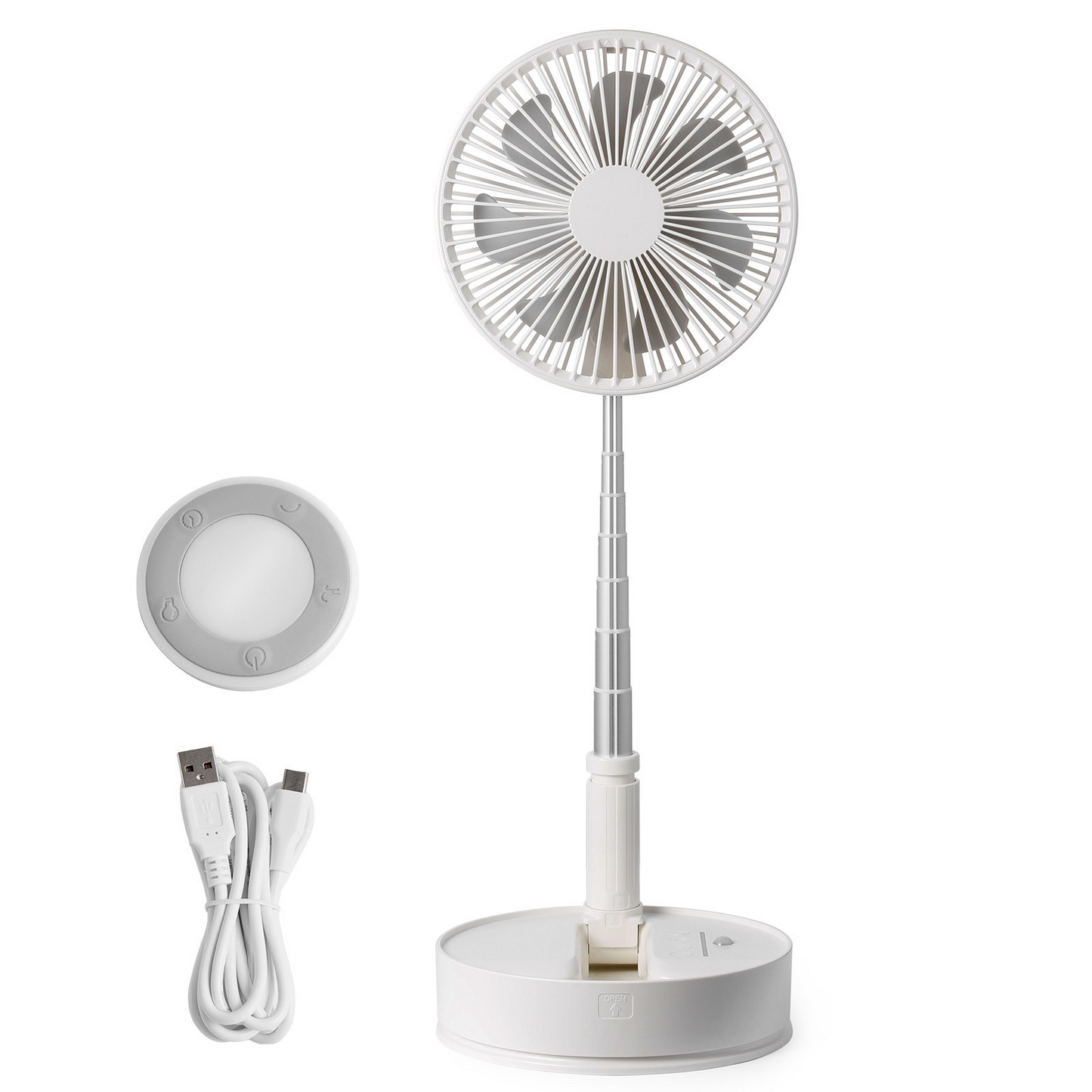 VEVOR 8 Inch Foldable Oscillating Standing Fan with Remote Control, 4 Speed Adjustable Portable Desk Quiet Fan, 7200mah Rechargeable USB Small Fan, Folded Rotating Floor Fan for Bedroom Office Travel, Goodies N Stuff