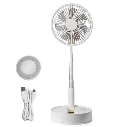 VEVOR 8 Inch Foldable Oscillating Standing Fan with Remote Control, 4 Speed Adjustable Portable Desk Quiet Fan, 7200mah Rechargeable USB Small Fan, Folded Rotating Floor Fan for Bedroom Office Travel, Goodies N Stuff