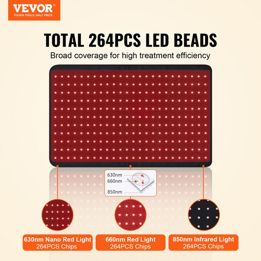 VEVOR Red Light Therapy Mat for Body 264PCS LED Light Therapy Pad 3 Wavelengths, Goodies N Stuff