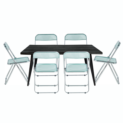 7-Piece Acrylic Folding Dining Chair and Rectangular Dining Table Set, Goodies N Stuff