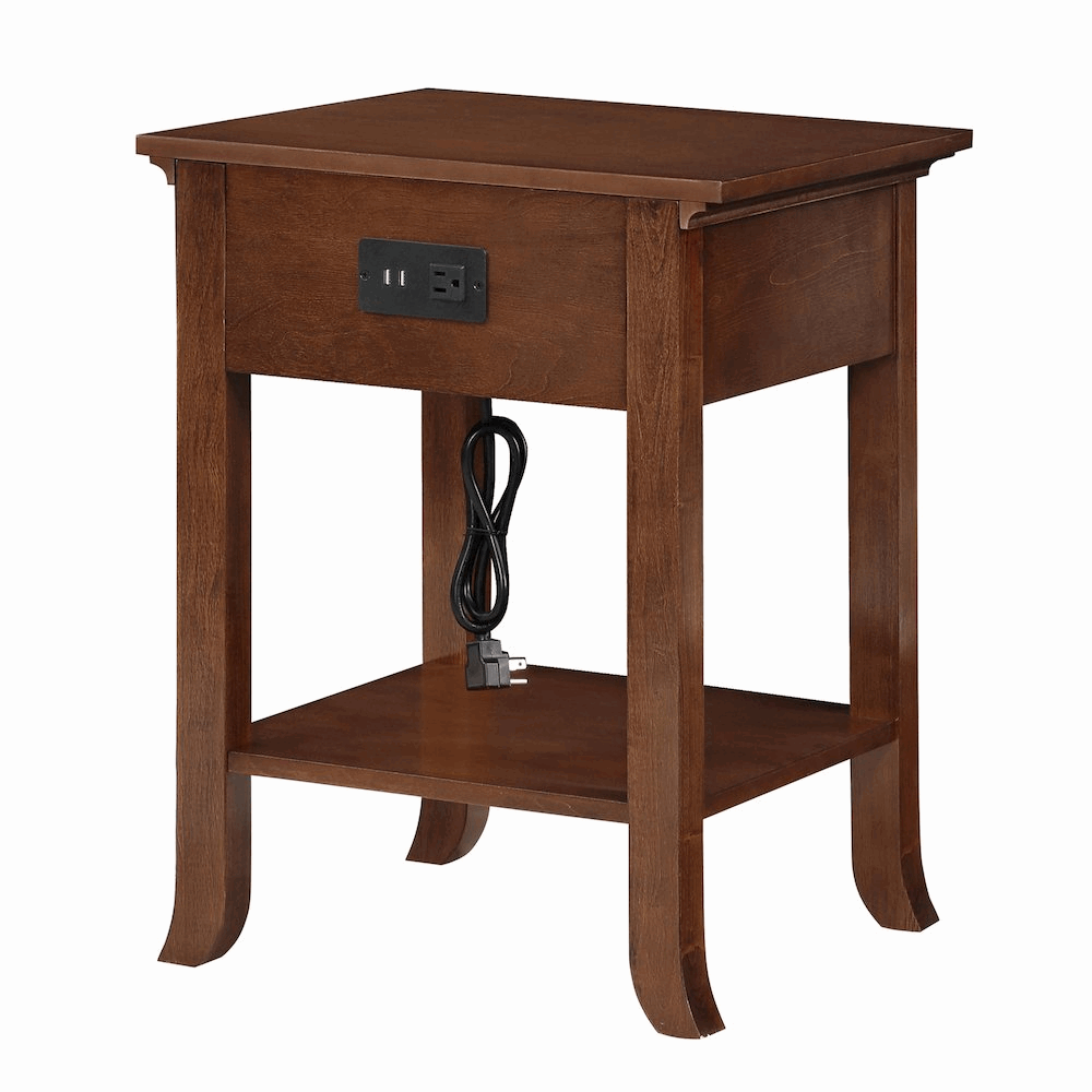 1 Drawer End Table with Charging Station and Pull-Out Shelf