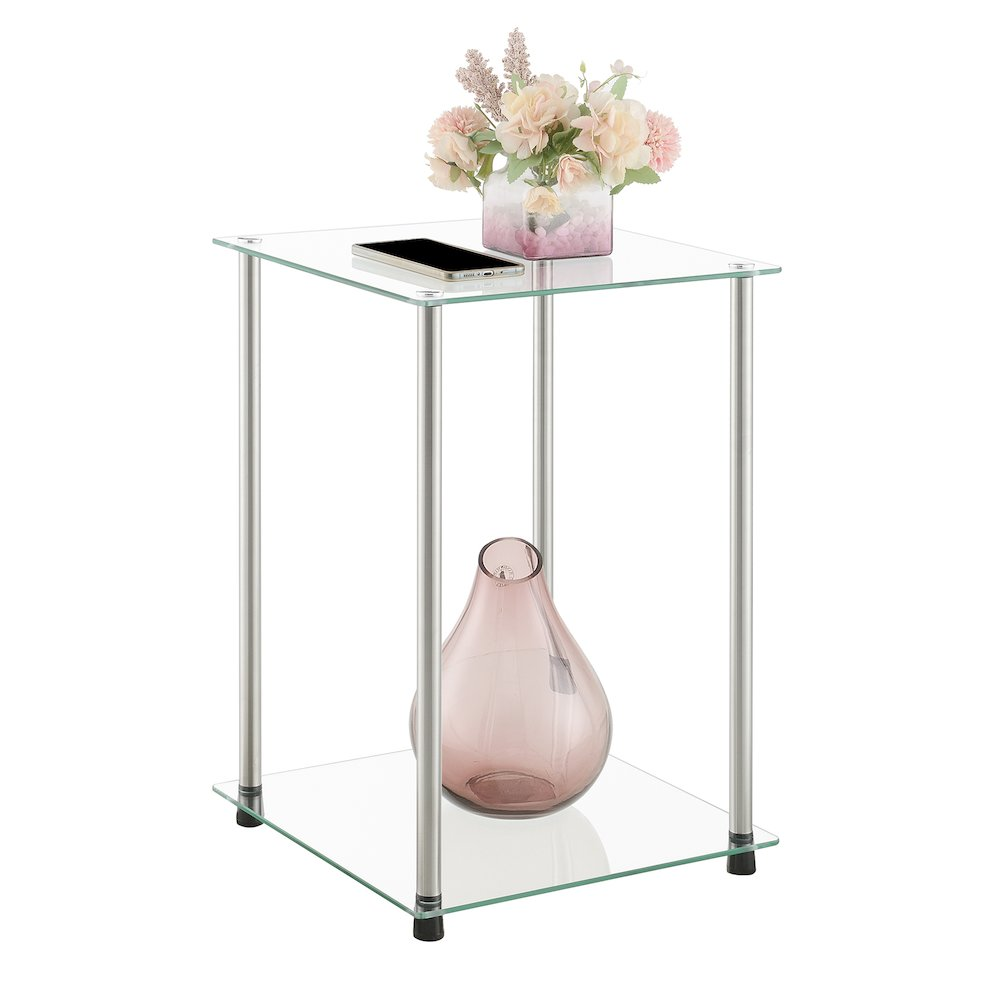 Designs2Go Classic Glass 2 Tier Square End Table, Goodies N Stuff