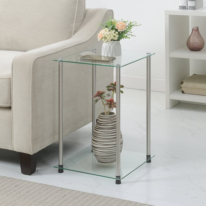 Designs2Go Classic Glass 2 Tier Square End Table, Goodies N Stuff