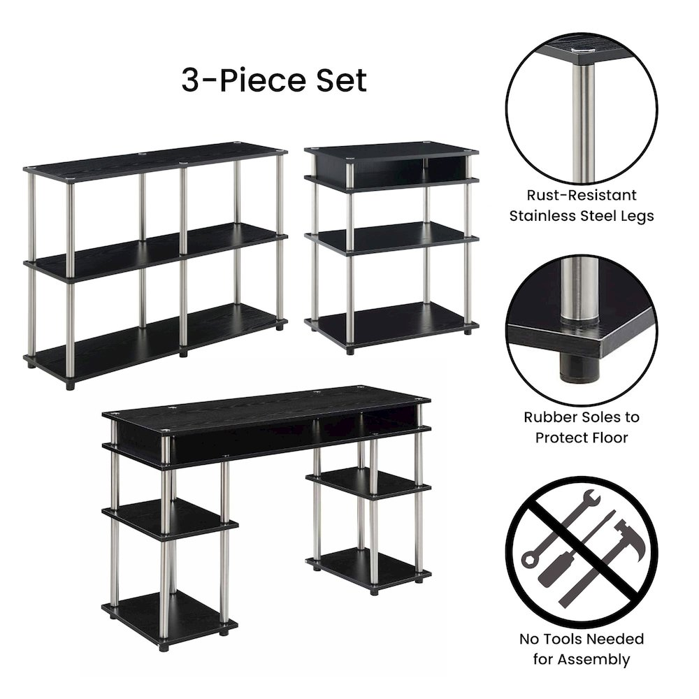 Designs2Go No Tools Desk, Printer Stand, and Console Table Set, Goodies N Stuff