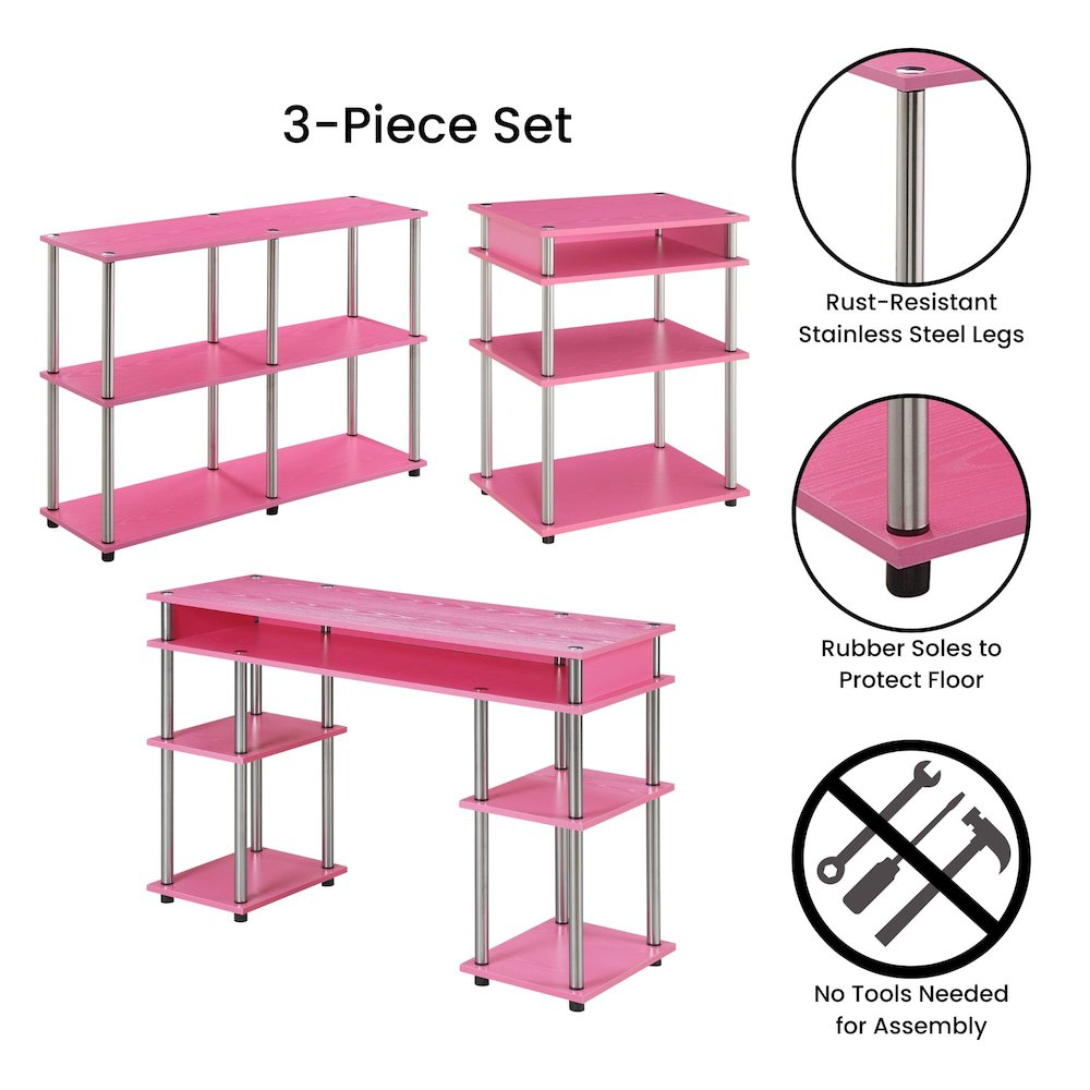 Designs2Go No Tools Desk, Printer Stand, and Console Table Set, Goodies N Stuff