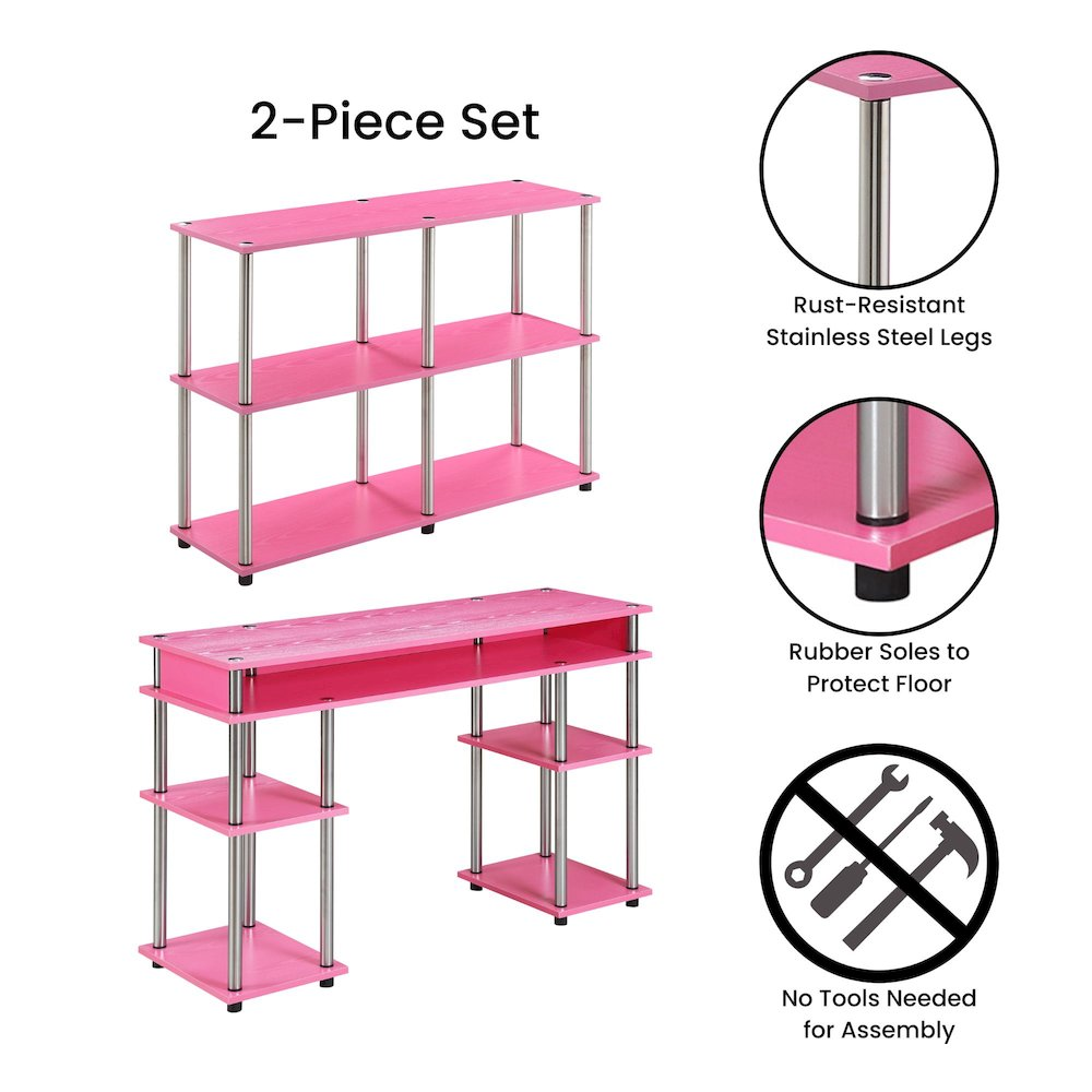 Designs2Go No Tools Desk and Console Table Set, Goodies N Stuff