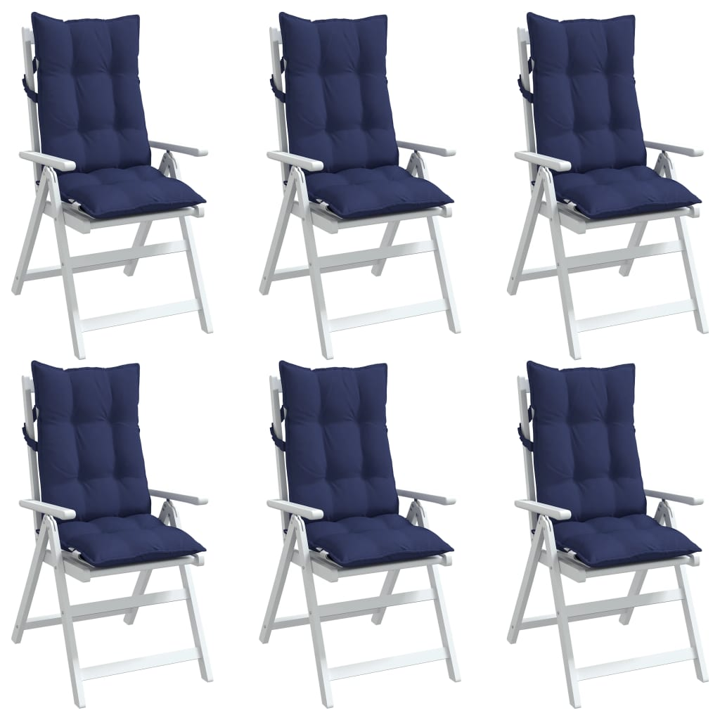 vidaXL Highback Chair Cushions 6 pcs Navy Blue Oxford Fabric, Goodies N Stuff