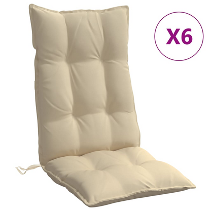 vidaXL Highback Chair Cushions 6 pcs Beige Oxford Fabric, Goodies N Stuff