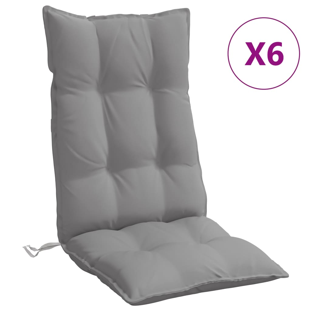 vidaXL Highback Chair Cushions 6 pcs Gray Oxford Fabric, Goodies N Stuff