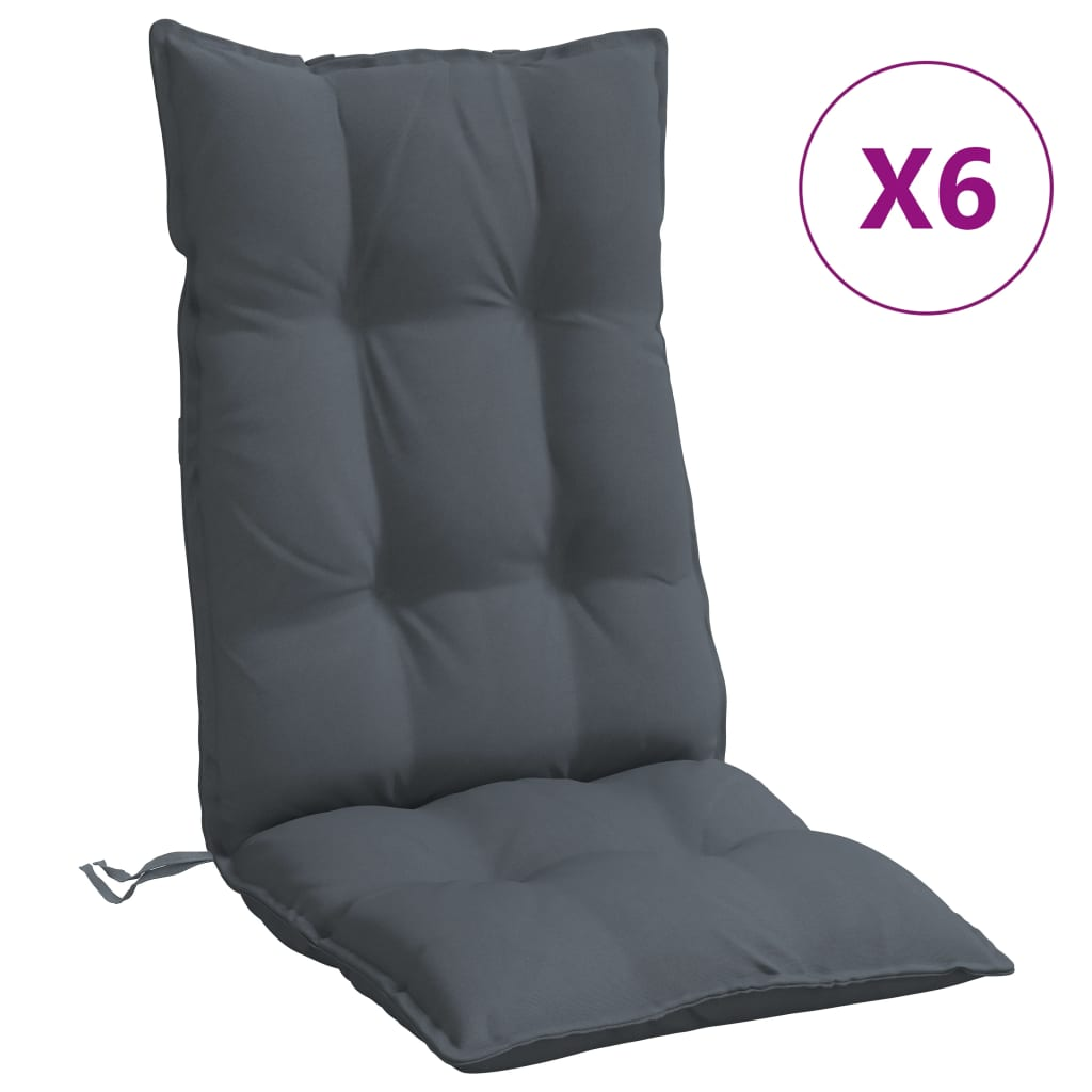 vidaXL Highback Chair Cushions 6 pcs Anthracite Oxford Fabric, Goodies N Stuff