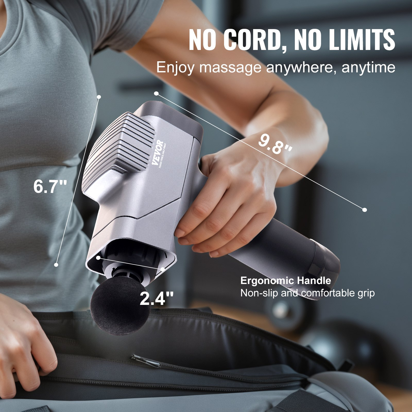 VEVOR Massage Gun Deep Tissue, Percussion Muscle Massager for Athletes - with 8 Speed Levels & 6 Massage Heads, 16V 2500mAh Batteries, Handheld Electric Massage Gun for Pain Relief, Muscle Relaxation, Goodies N Stuff