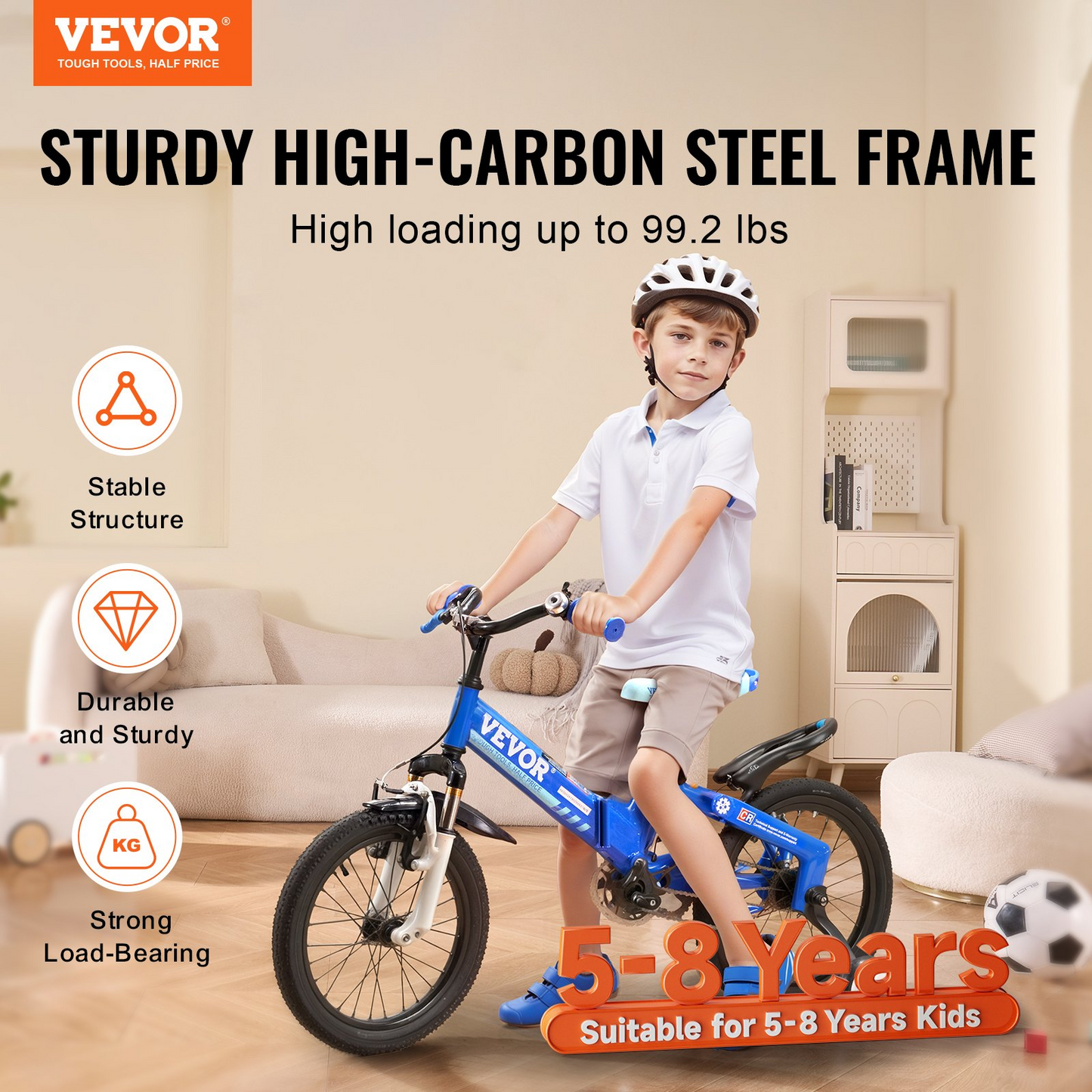 VEVOR Folding Toddler Balance Bike, 16" High-Carbon Steel Kids Bike with Adjustable Seat & Handlebar, Inflatable Tires, Portable Kids Balance Bicycle Gift for 5-8 Years Boys Girls, 99LBS Support, Goodies N Stuff