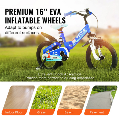 VEVOR Folding Toddler Balance Bike, 16" High-Carbon Steel Kids Bike with Adjustable Seat & Handlebar, Inflatable Tires, Portable Kids Balance Bicycle Gift for 5-8 Years Boys Girls, 99LBS Support, Goodies N Stuff