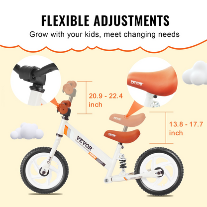 VEVOR Toddler Balance Bike, 12" Carbon Steel Kids Bike with Adjustable Seat & Handlebar, EVA Foam Tires, No Pedal Kids Balance Bicycle Gift for 1-5 Years Boys Girls, 55LBS Support, Goodies N Stuff