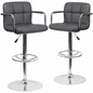 2 Pk. Gray Quilted Vinyl Adjustable Height Barstool with Arms and Chrome Base, Goodies N Stuff