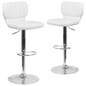 2 Pk. Contemporary White Vinyl Adjustable Height Barstool with Chrome Base, Goodies N Stuff