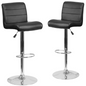 2 Pk. Contemporary Black Vinyl Adjustable Height Barstool with Chrome Base, Goodies N Stuff