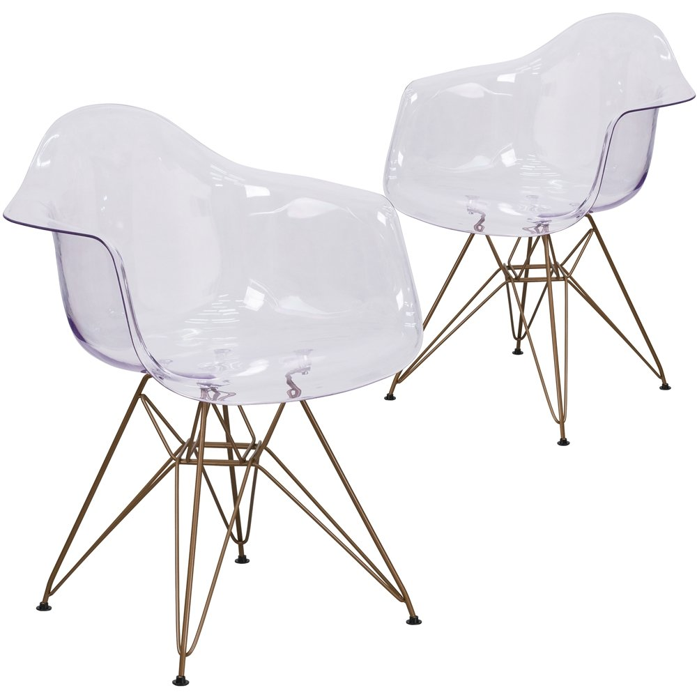 2 Pk. Allure Series Transparent Side Chair with Gold Frame, Goodies N Stuff