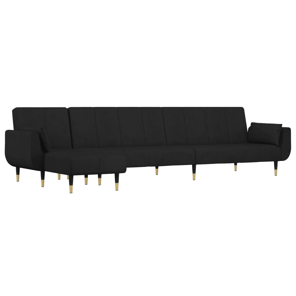 vidaXL L-shaped Sofa Bed Black 108.3"x55.1"x27.6" Velvet, Goodies N Stuff