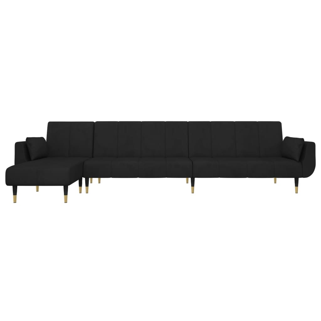 vidaXL L-shaped Sofa Bed Black 108.3"x55.1"x27.6" Velvet, Goodies N Stuff