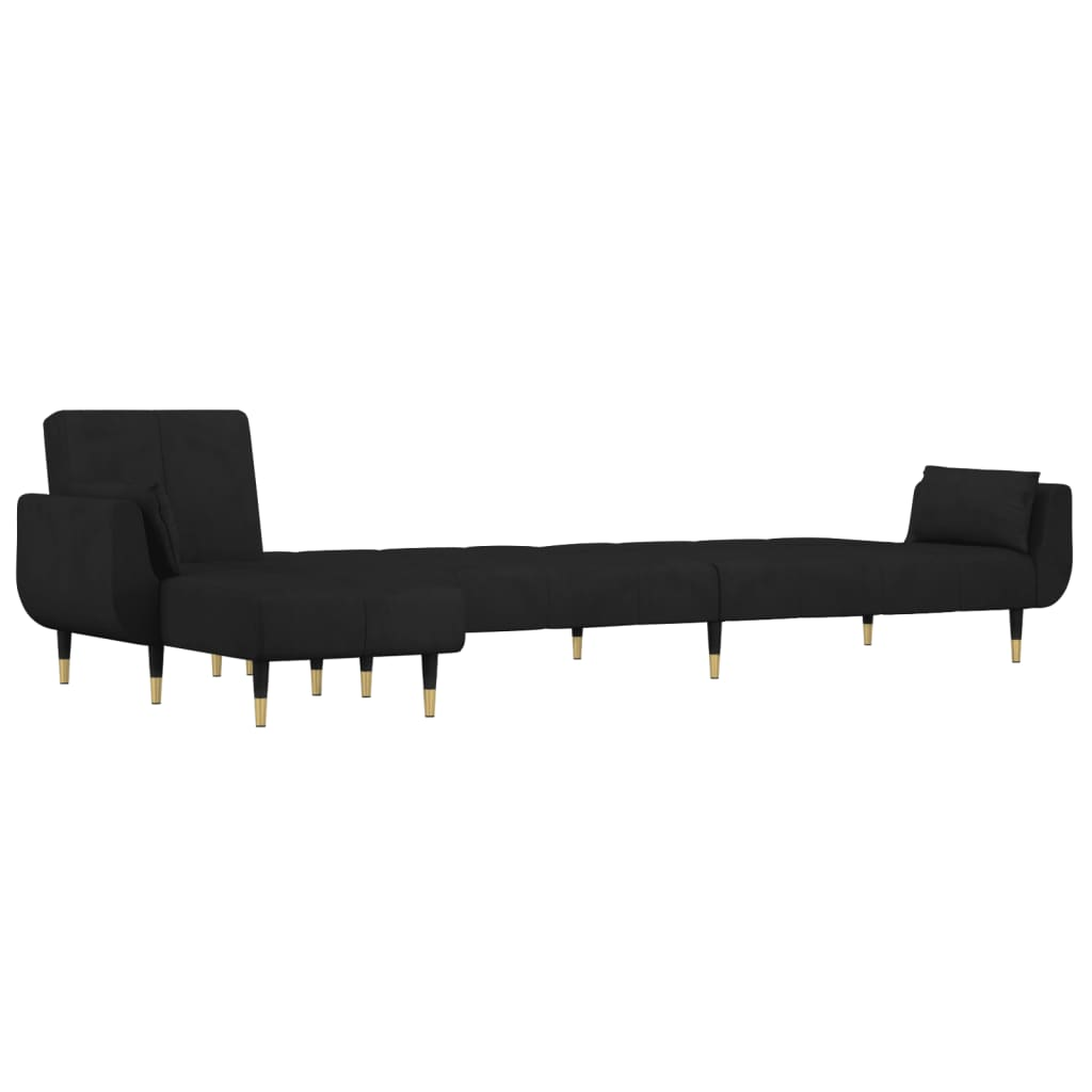 vidaXL L-shaped Sofa Bed Black 108.3"x55.1"x27.6" Velvet, Goodies N Stuff