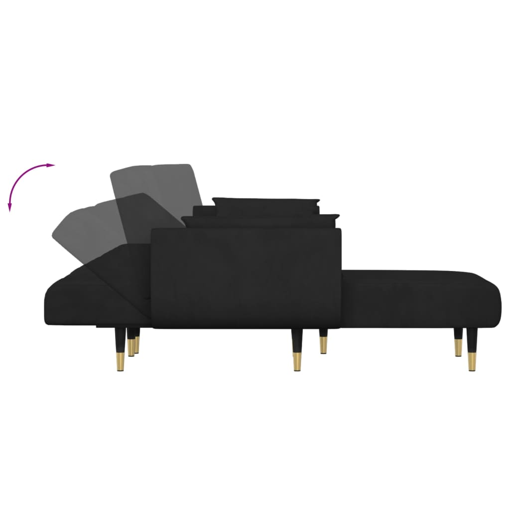 vidaXL L-shaped Sofa Bed Black 108.3"x55.1"x27.6" Velvet, Goodies N Stuff