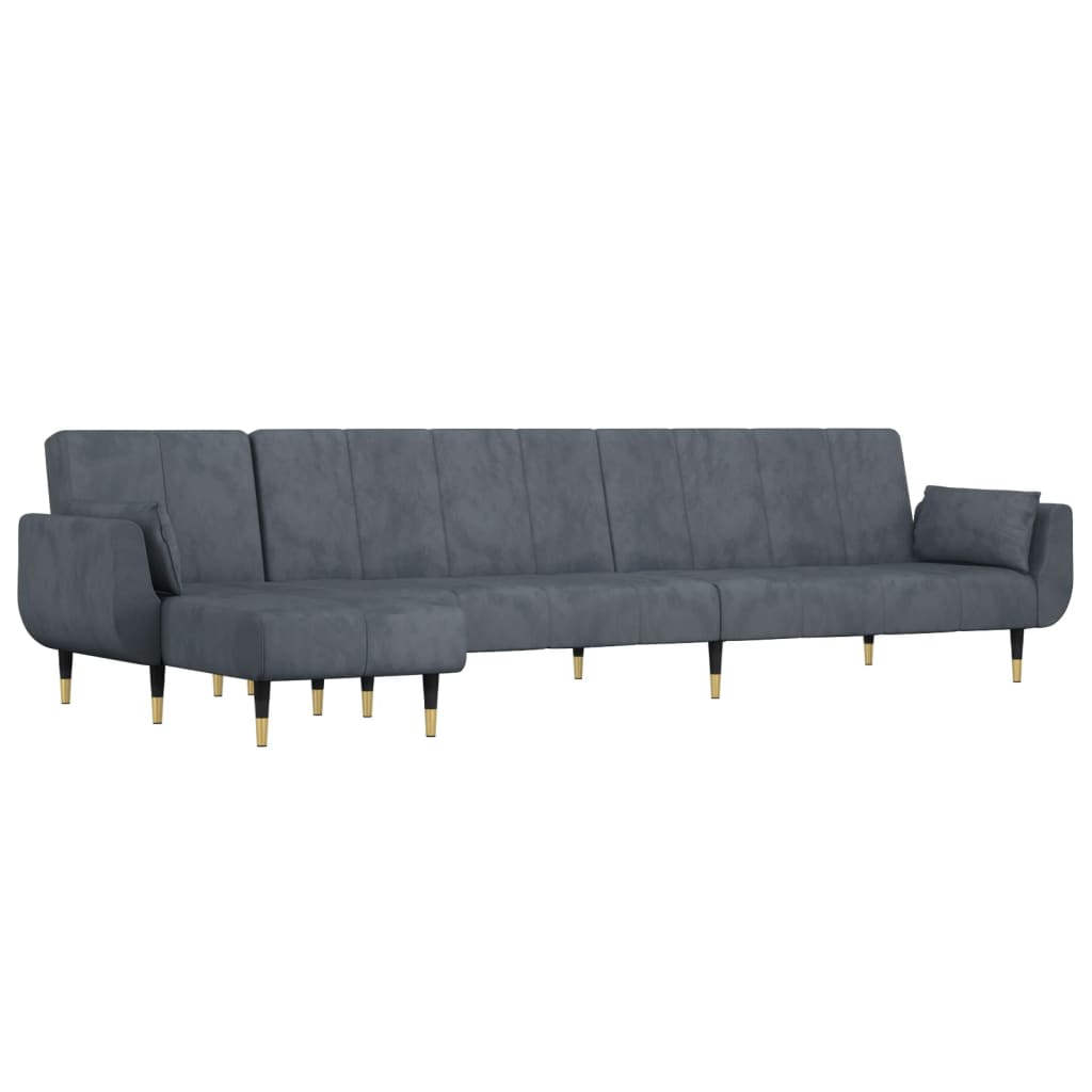 vidaXL L-shaped Sofa Bed Dark Gray 108.3"x55.1"x27.6" Velvet, Goodies N Stuff