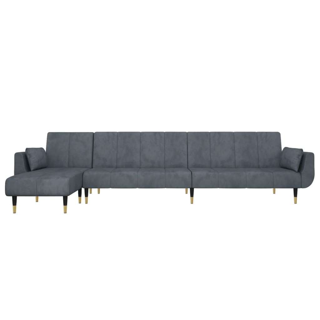 vidaXL L-shaped Sofa Bed Dark Gray 108.3"x55.1"x27.6" Velvet, Goodies N Stuff