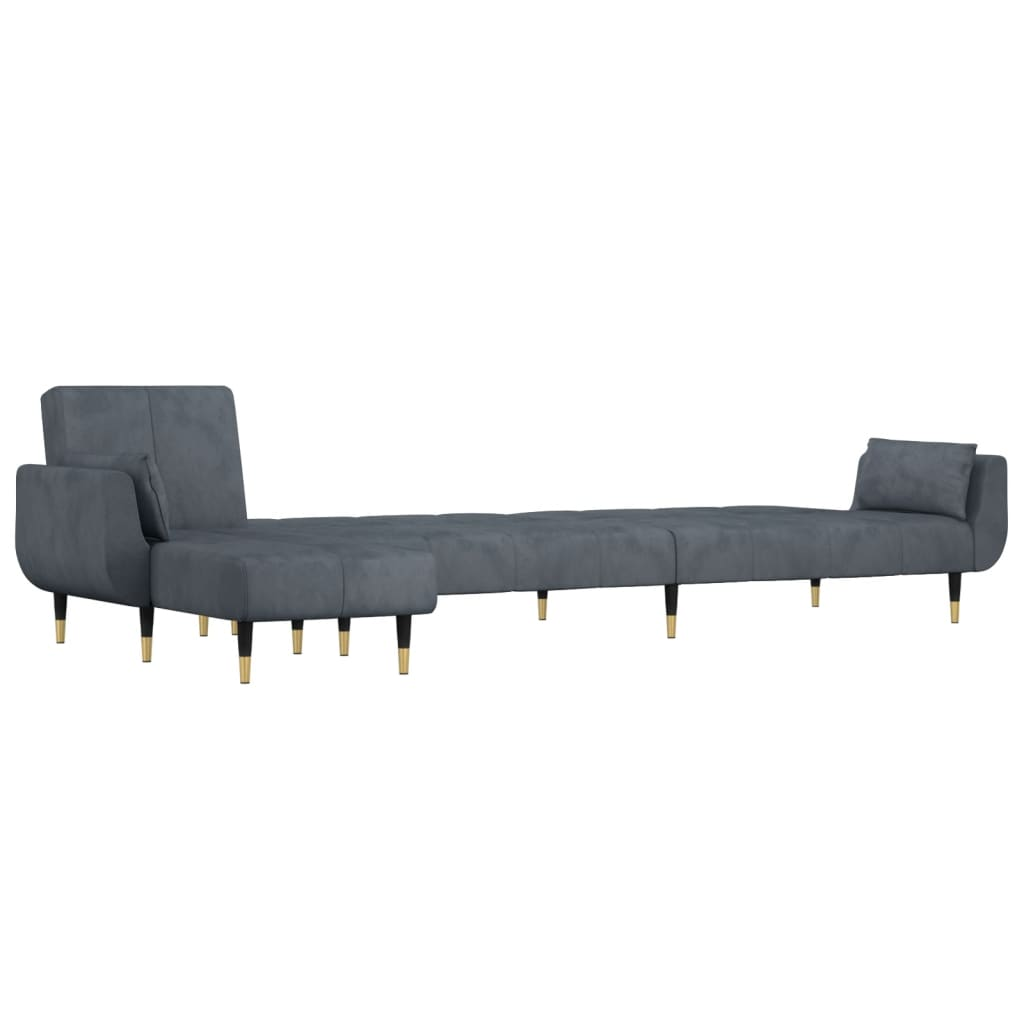 vidaXL L-shaped Sofa Bed Dark Gray 108.3"x55.1"x27.6" Velvet, Goodies N Stuff