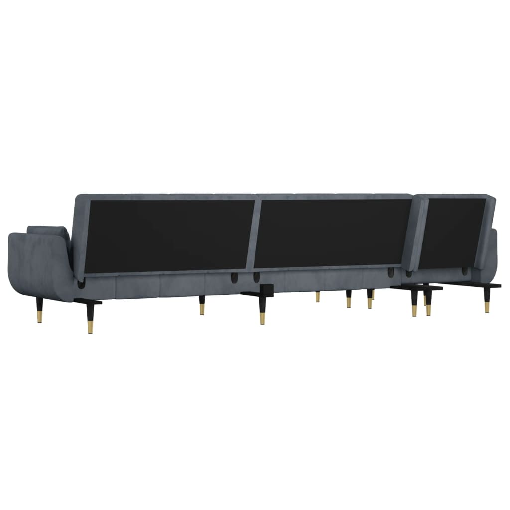 vidaXL L-shaped Sofa Bed Dark Gray 108.3"x55.1"x27.6" Velvet, Goodies N Stuff