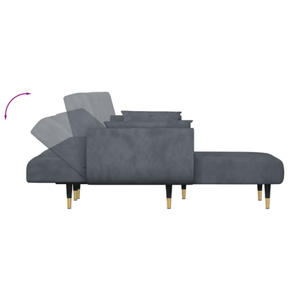 vidaXL L-shaped Sofa Bed Dark Gray 108.3"x55.1"x27.6" Velvet, Goodies N Stuff